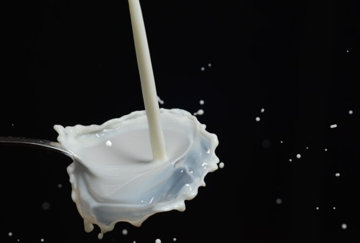 milk with spoon